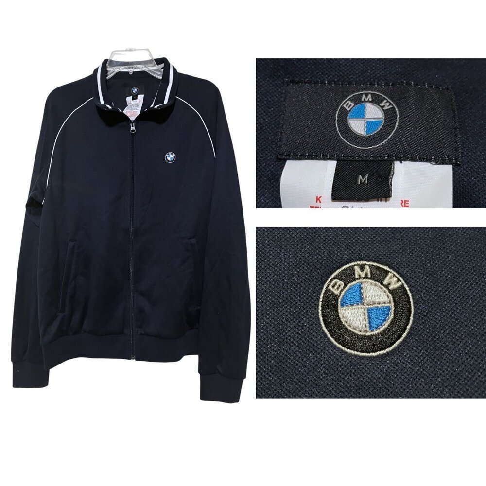 BMW Motorsport Full Zip Jacket Mens M Oversized Soft Shell Blue Track Racing